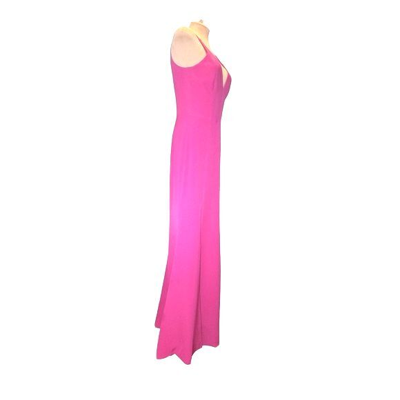 Dress The Population Iris Bright Fuschia Crepe Slit Gown Size M - Picture 4 of 12